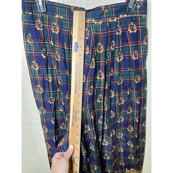 VTG 90s Gaucho Pants Womens Size 10 Plaid Wide Leg Elastic Waist USA Preppy - Picture 9 of 13